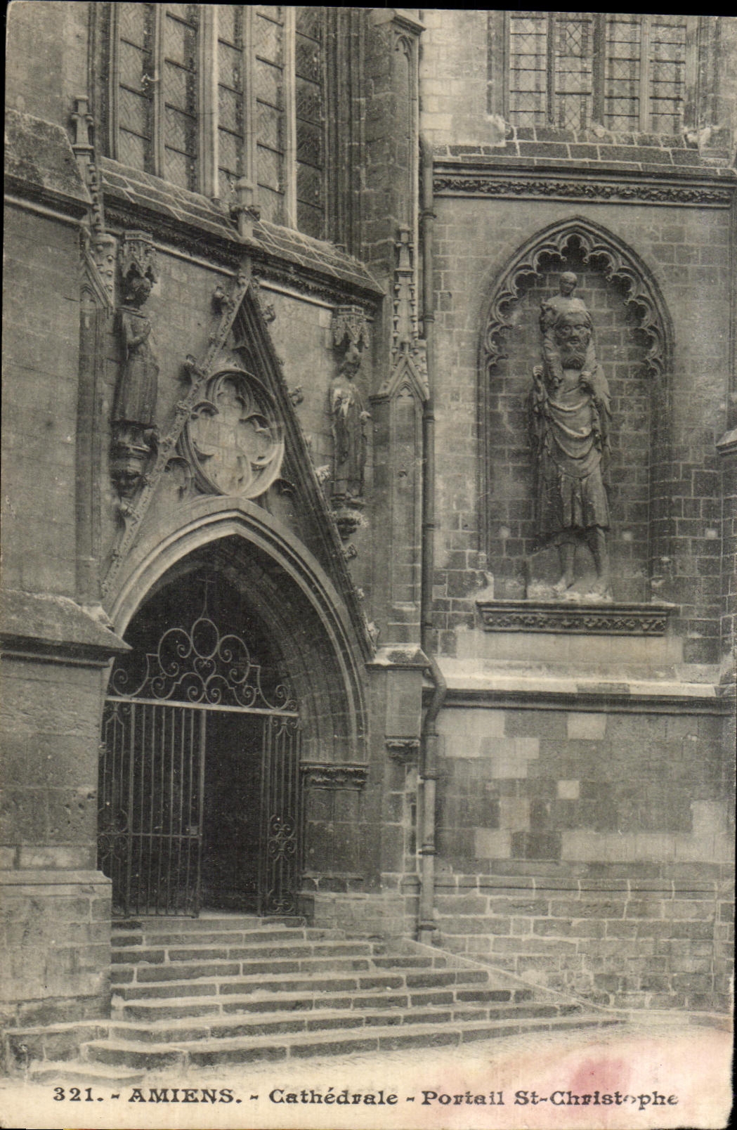 CPA Amiens Cathedrale Portail St Christophe