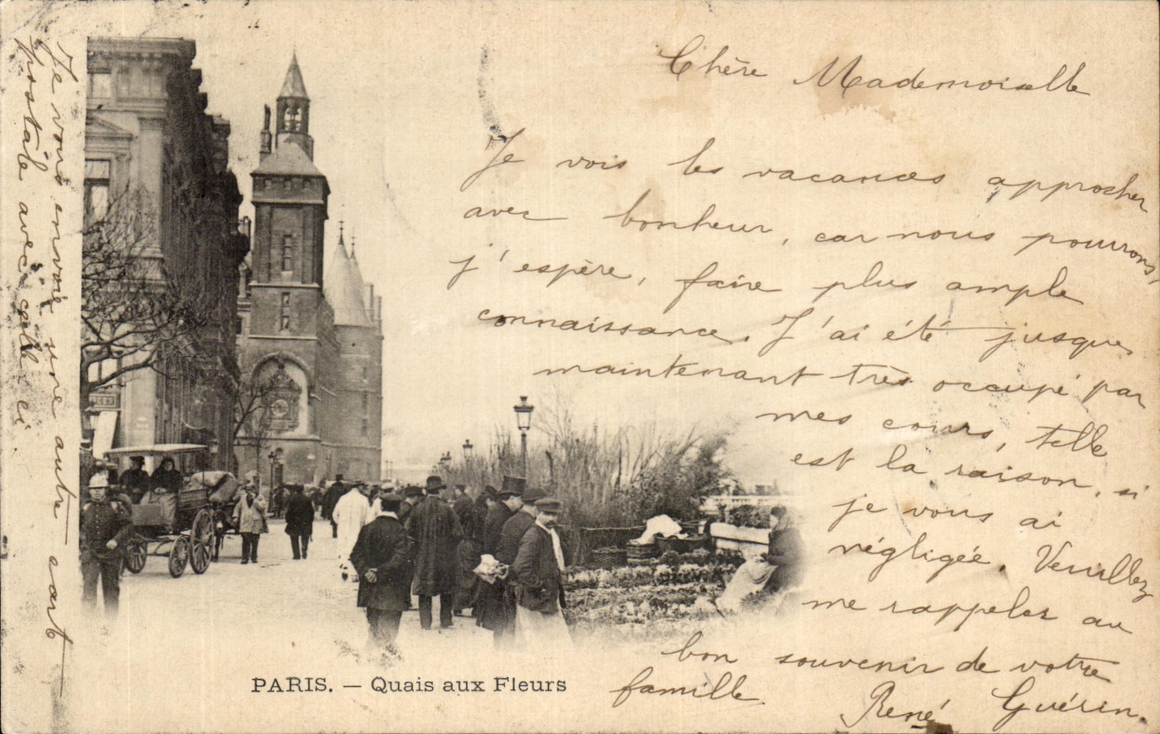 CPA Paris Quays with the Flowers