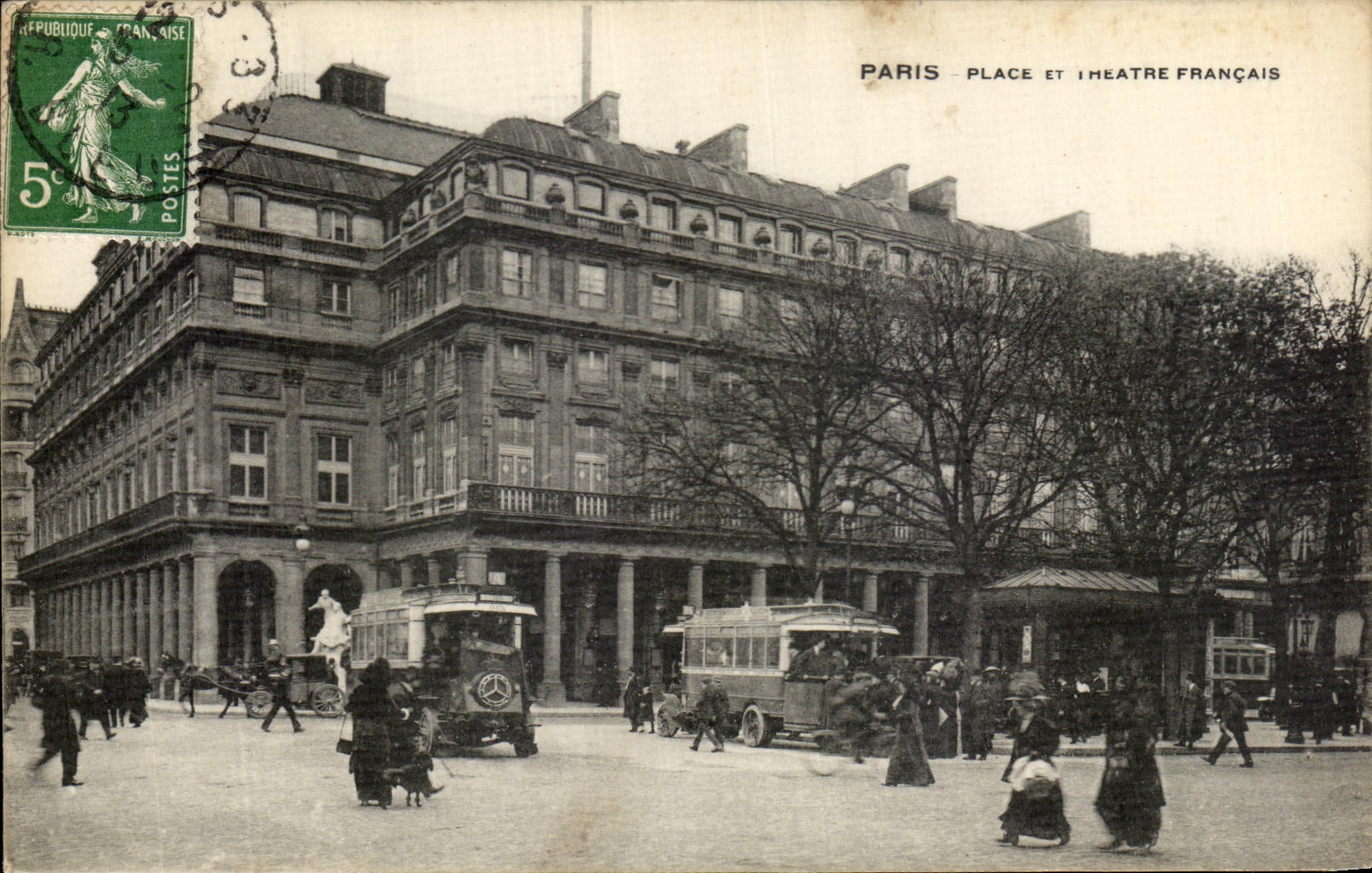 CPA Paris Places And French Theater Bus