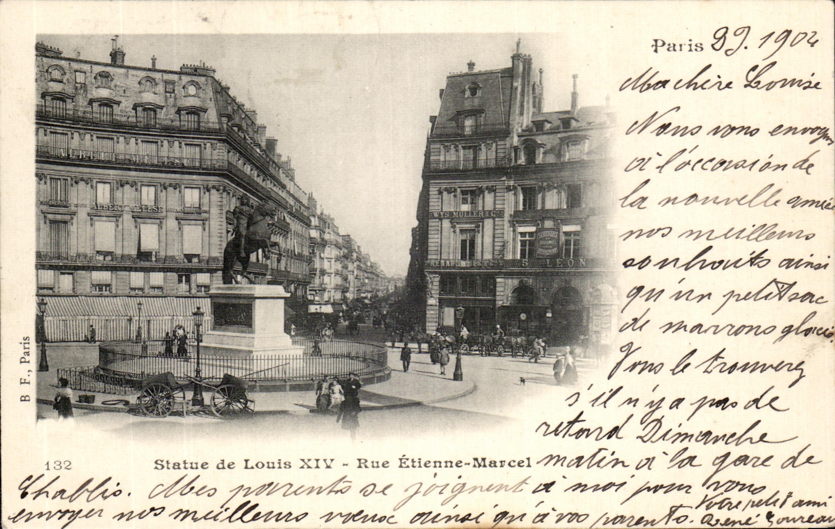 CPA Paris Statue of Louis XIV Street Etienne Marcel