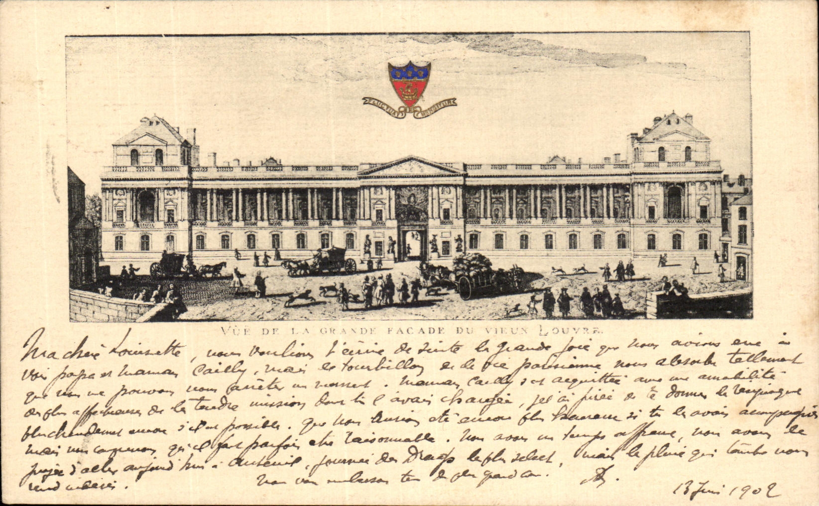 CPA Paris vista del ataque frontal grande del viejo hombre del Louvre