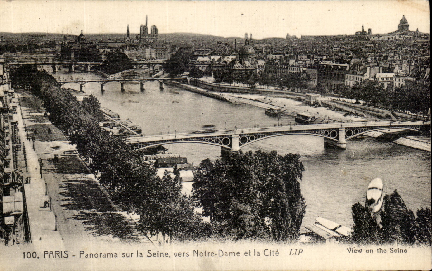Panorama de CPA Paris en el Seine hacia Notre Dame y el ISCED