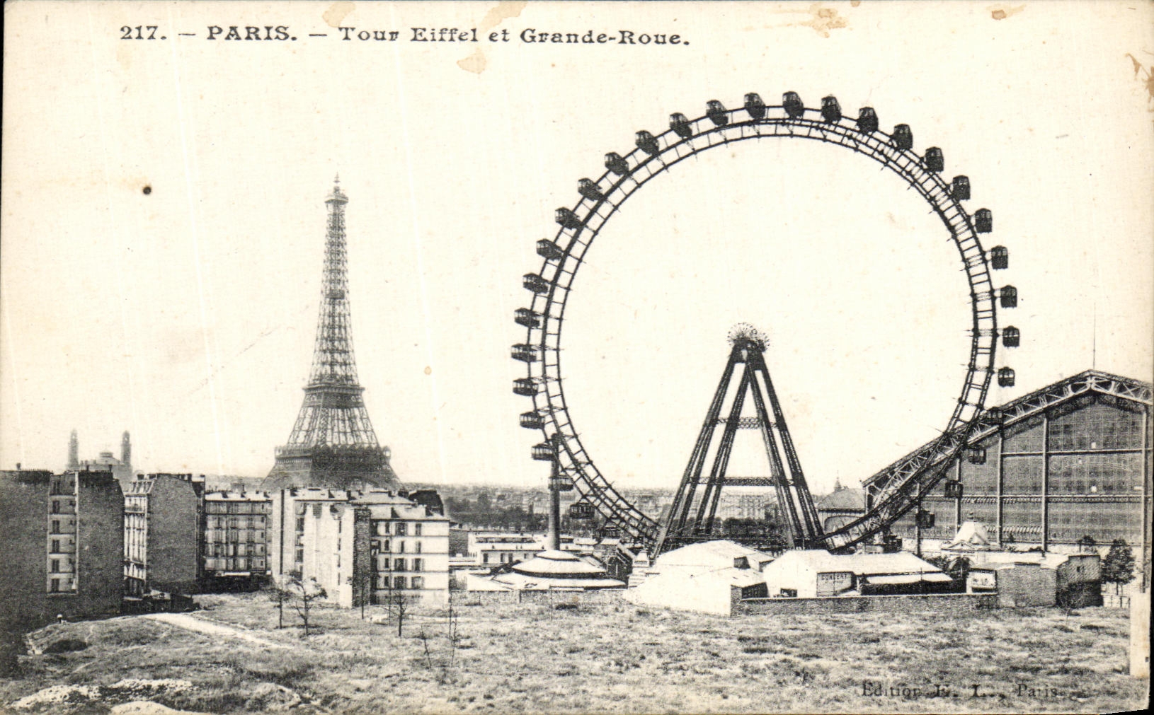 CPA Paris Tour Eiffel et Grande Roue