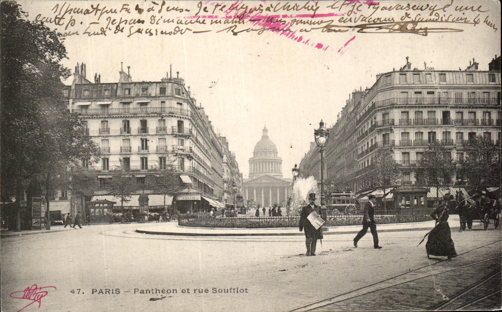 CPA Paris the Pantheon and street Soufflot