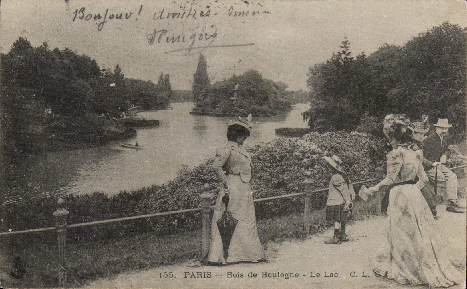 CPA Paris Bois de Boulogne the Lake Women and child