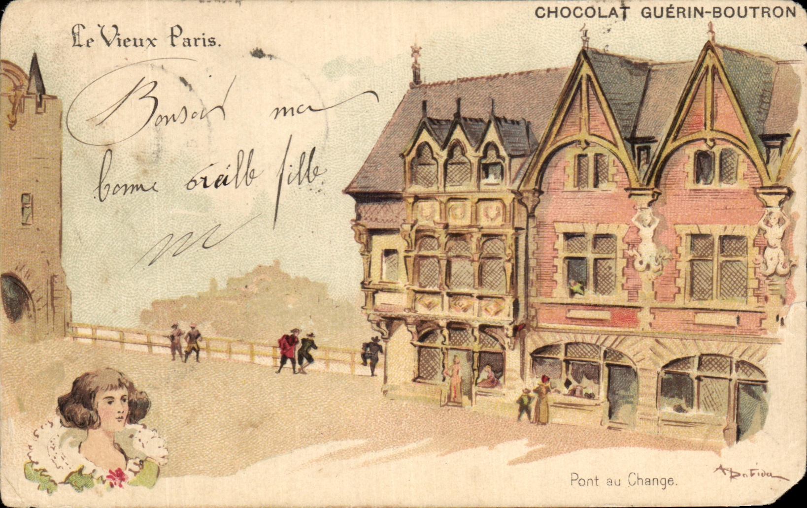 Puente de Guerin Boutron del chocolate de CPA Paris con el intercambio