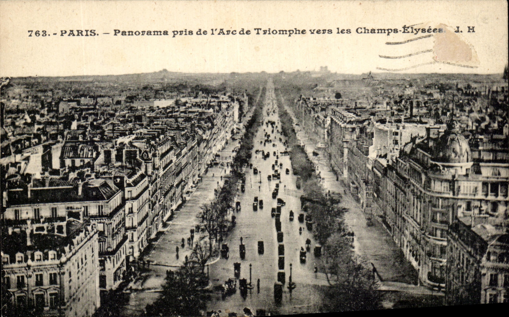 CPA Paris Panorama Taken of Arc de Triomphe towards the Elysees Fields