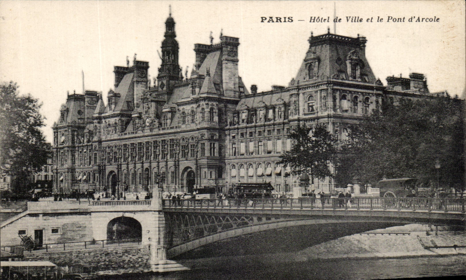 CPA Paris Town hall and the Bridge of Arcole
