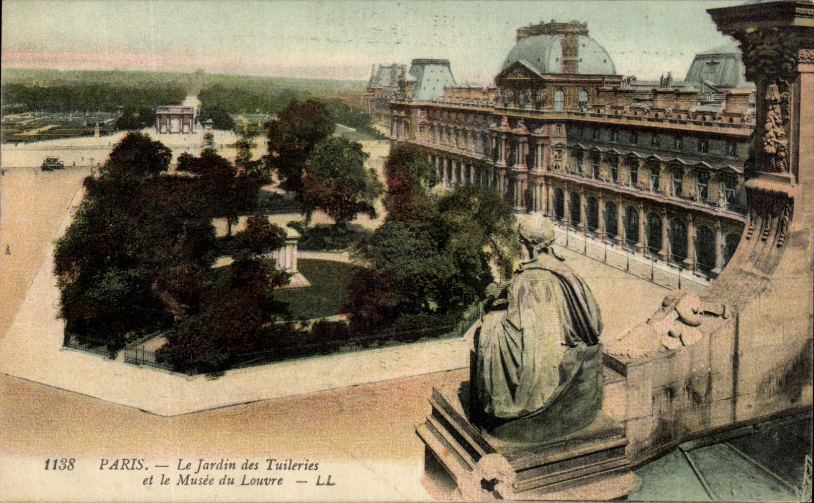 CPA Paris el jardin de Tileries y el museo del Louvre