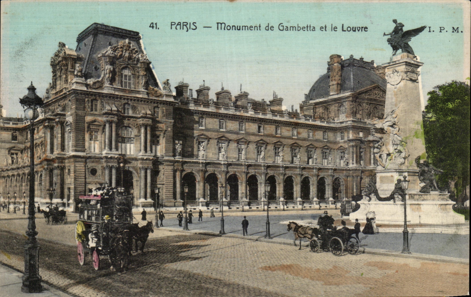Monumento de CPA Paris de Gambetta y del Louvre