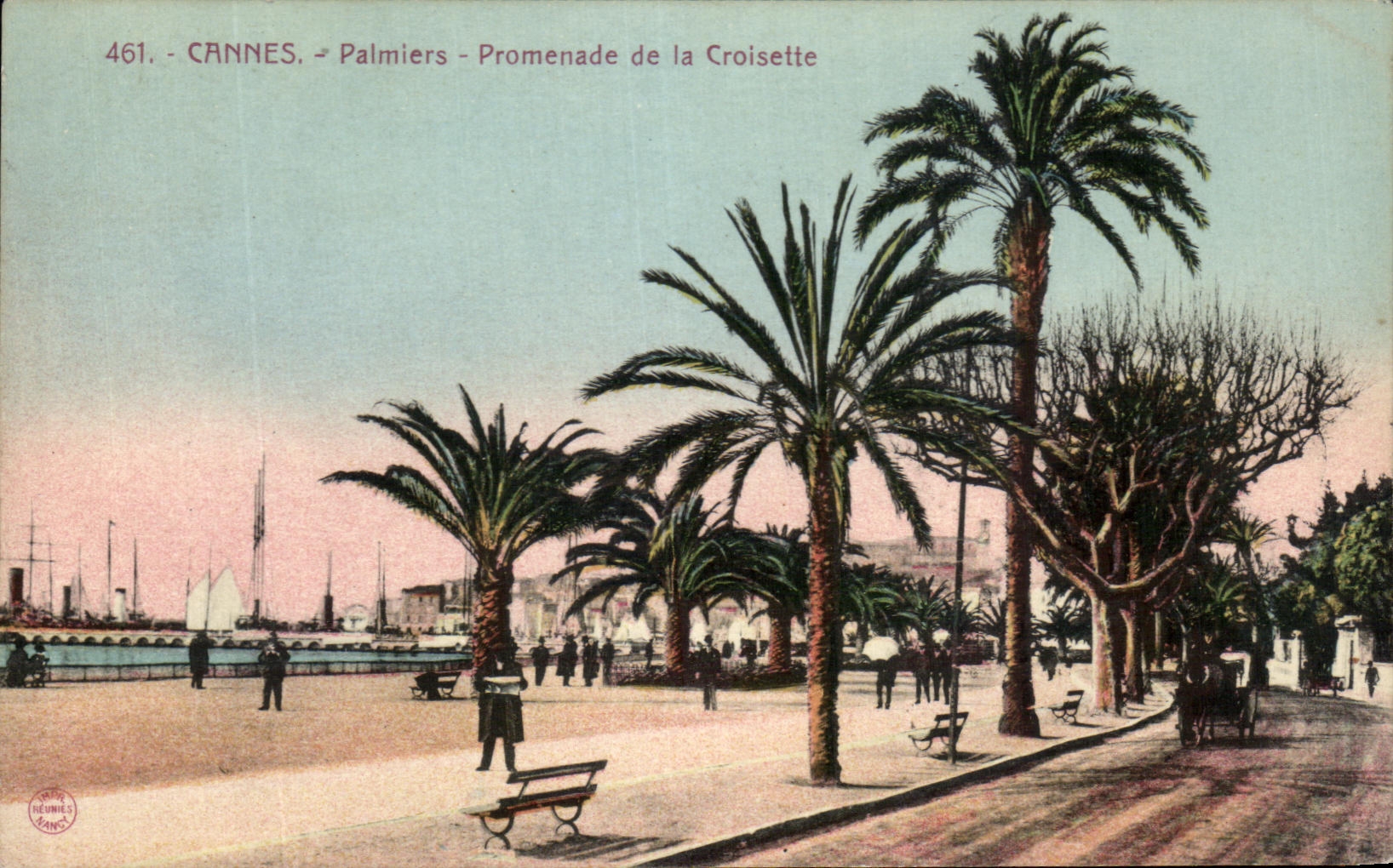 CPA Cannes Palm trees Walk of the Small cross