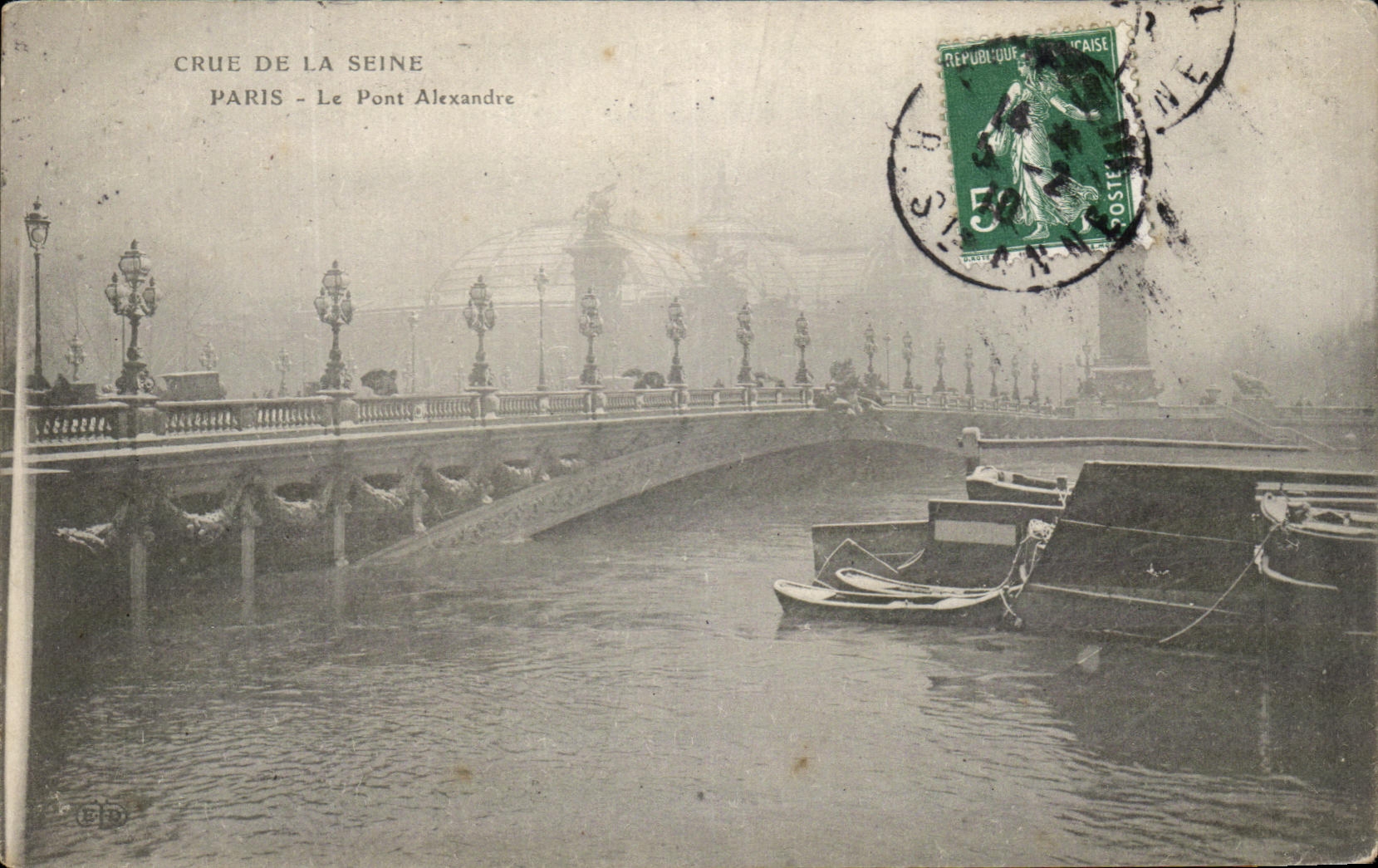 CPA Crue de la Seine Paris le Pont Alexandre Inondations Janvier 1910 Grand Palais
