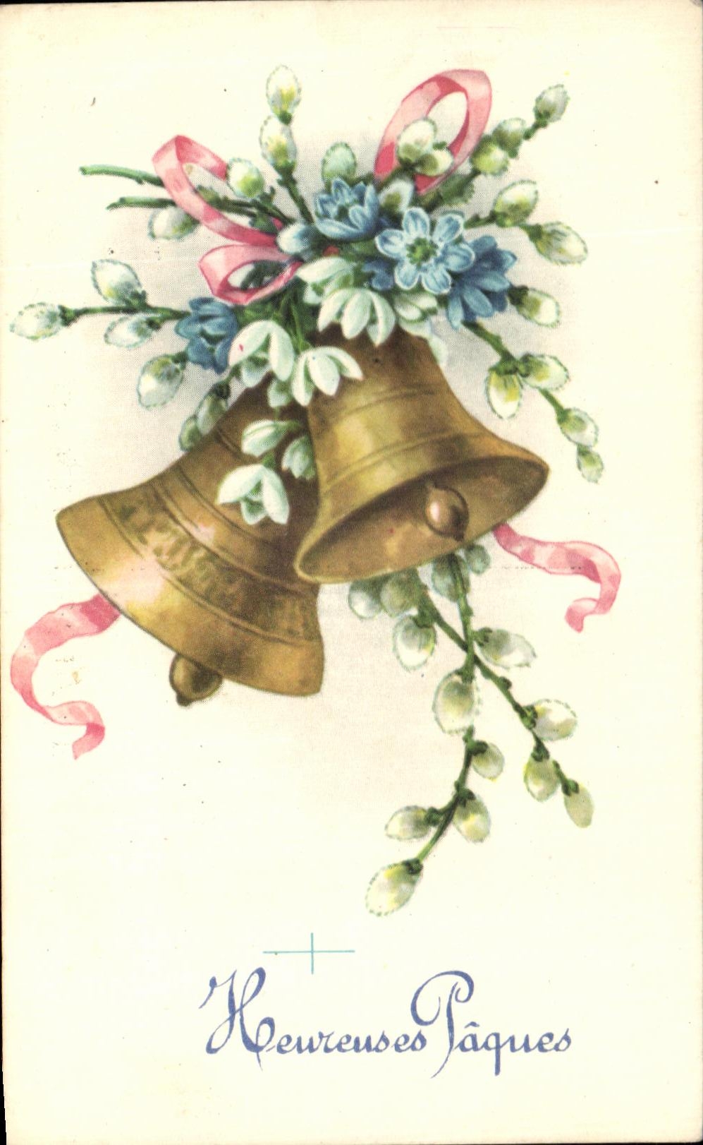 CPA Heureuses Paques Cloches 