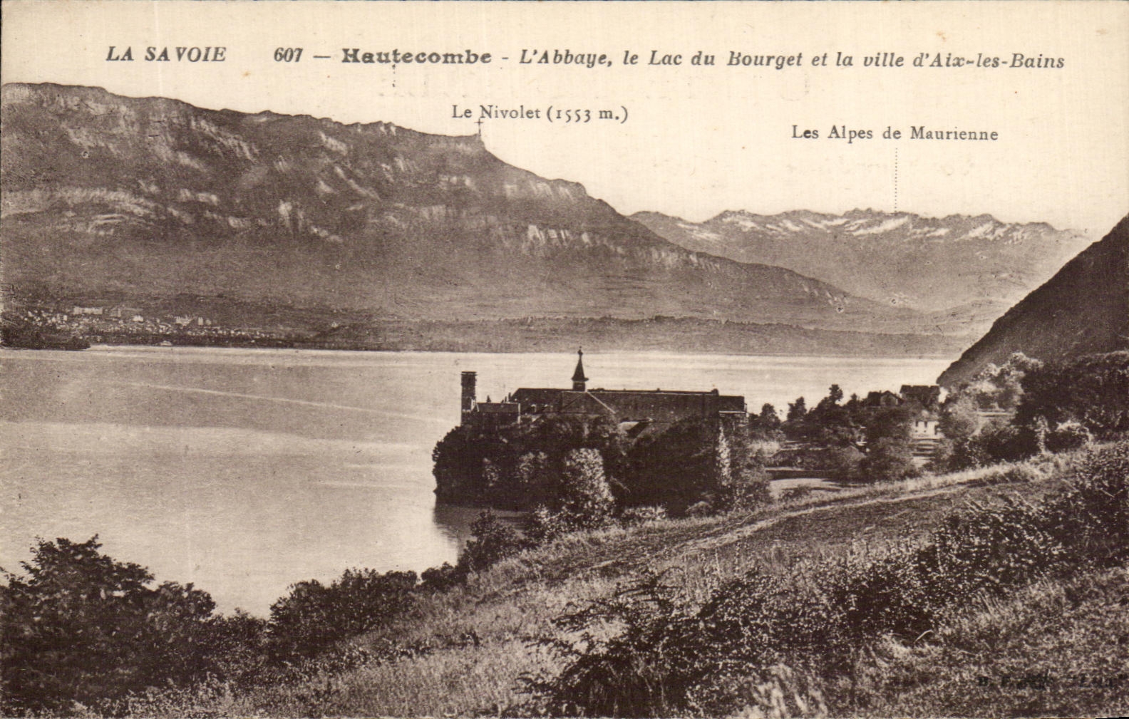 CPA Savoy Hautecombe the Abbey the Lake of Le Bourget and the Town of Aix les Bains