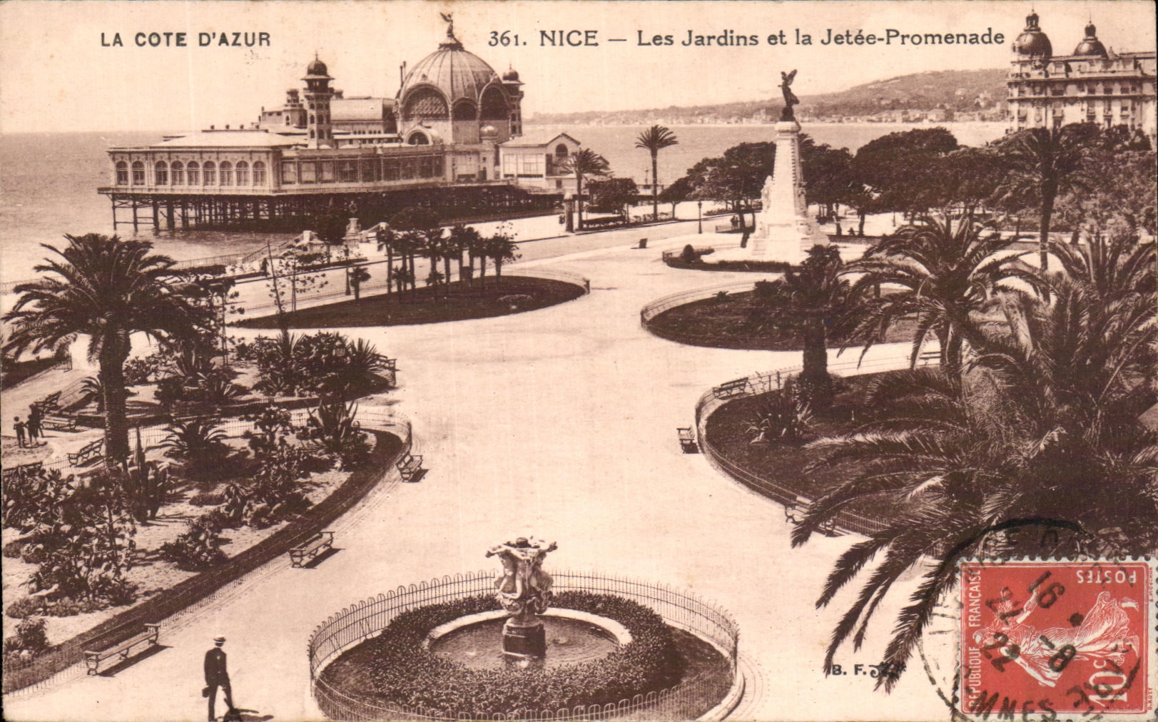 CPA la dimension Niza de los jardines azules y de la caminata del embarcadero