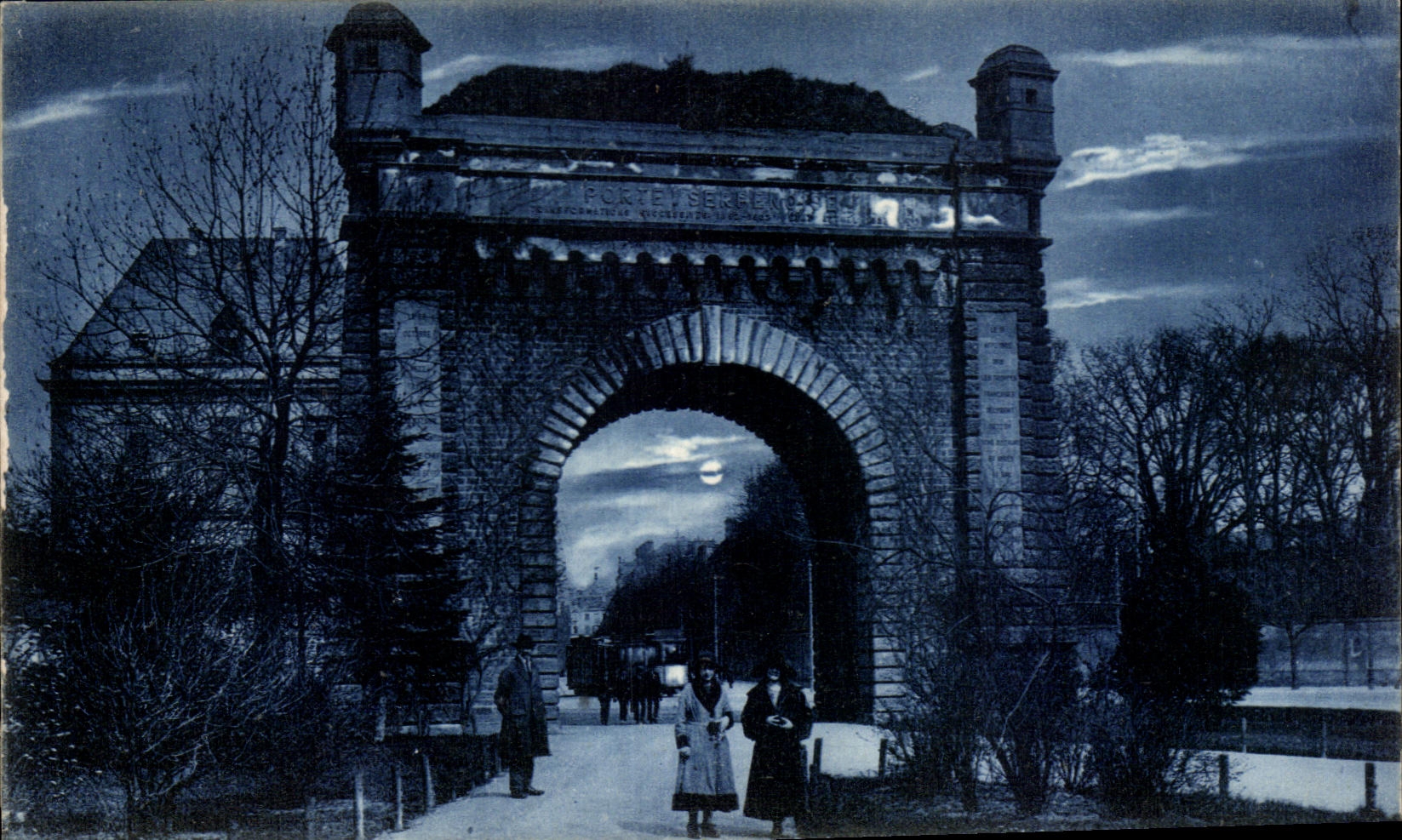 CPA Metz la noche la puerta de Serpenoise