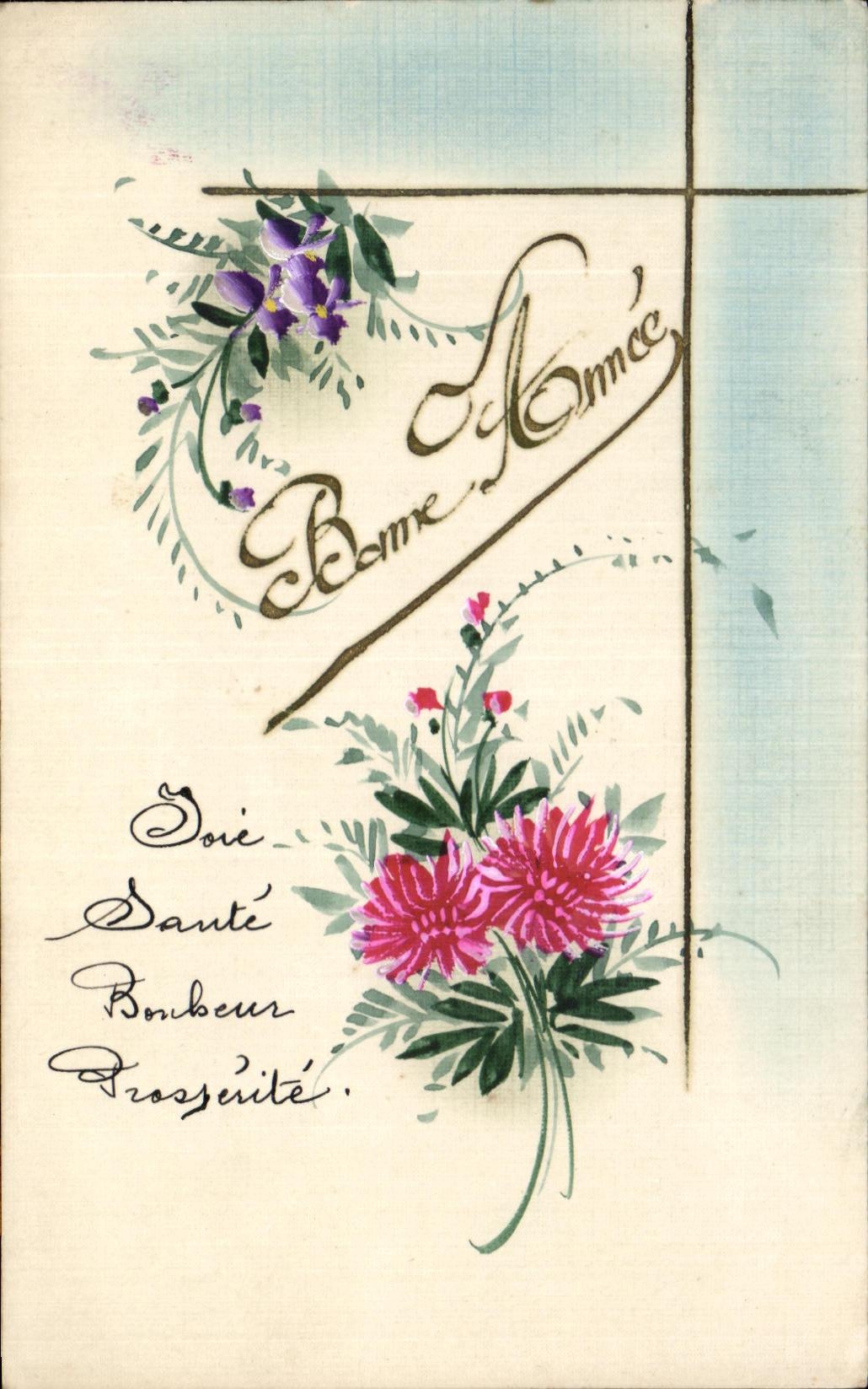 CPA Bonne Annee Fleurrs 