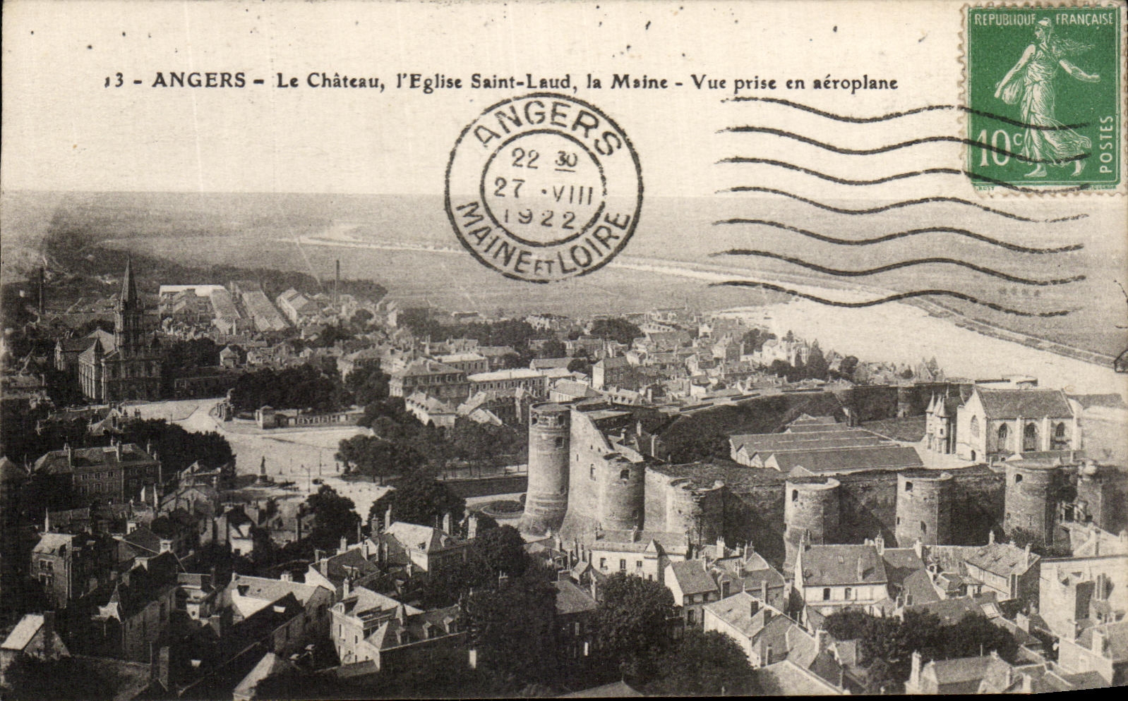 CPA Angers the Castle the Church Saint Laud Maine Seen from In the Airplane