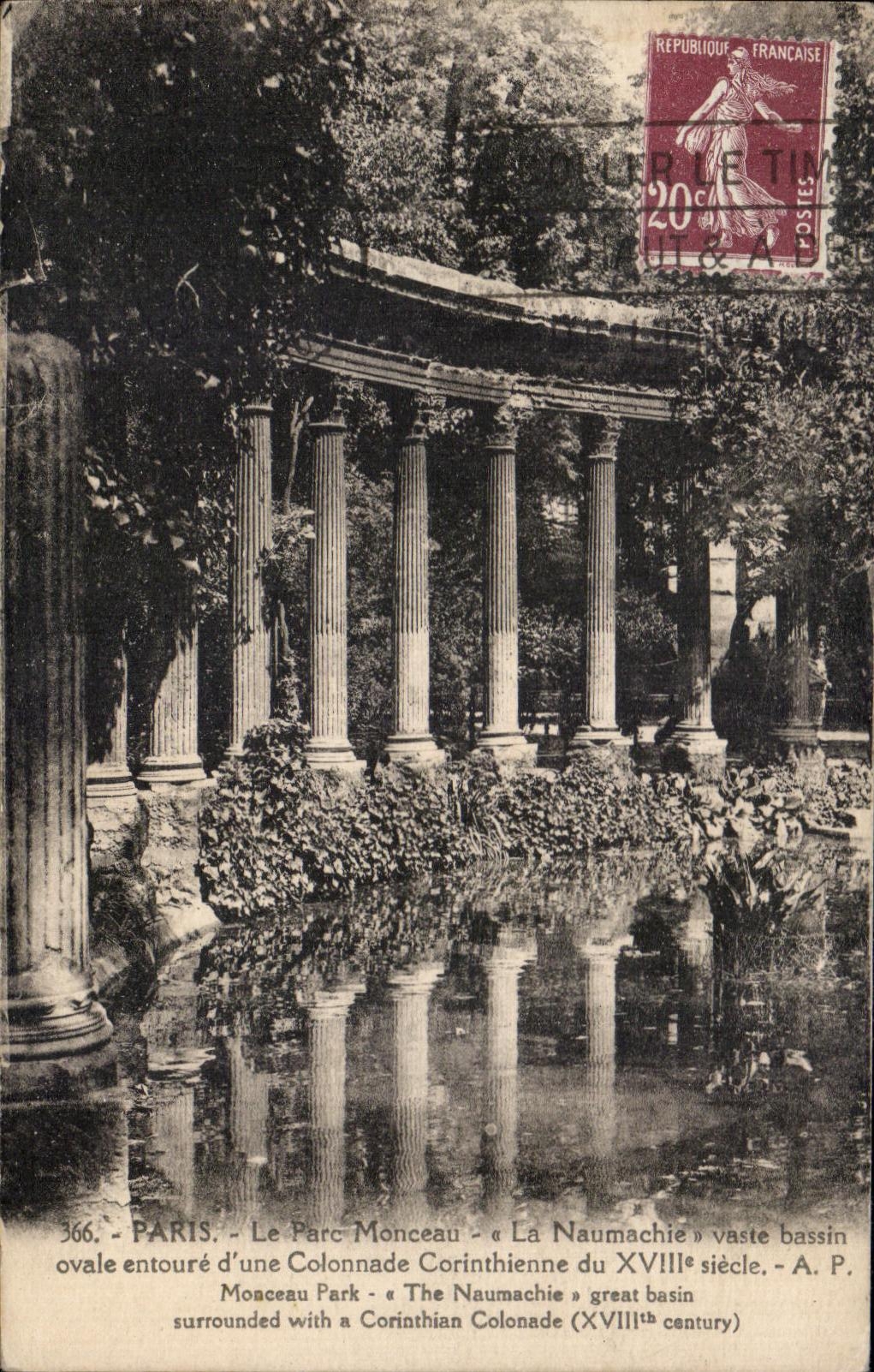 CPA Paris the Vast Park Heap Oval Basin Surrounds by a Corinthian Colonnade