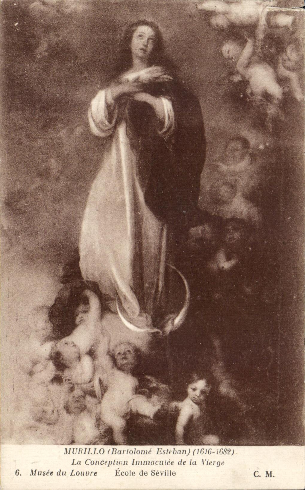 CPA Murillo Concepiton Immacuiee Of the Virgin Museum of Louvre Paris School of Seville