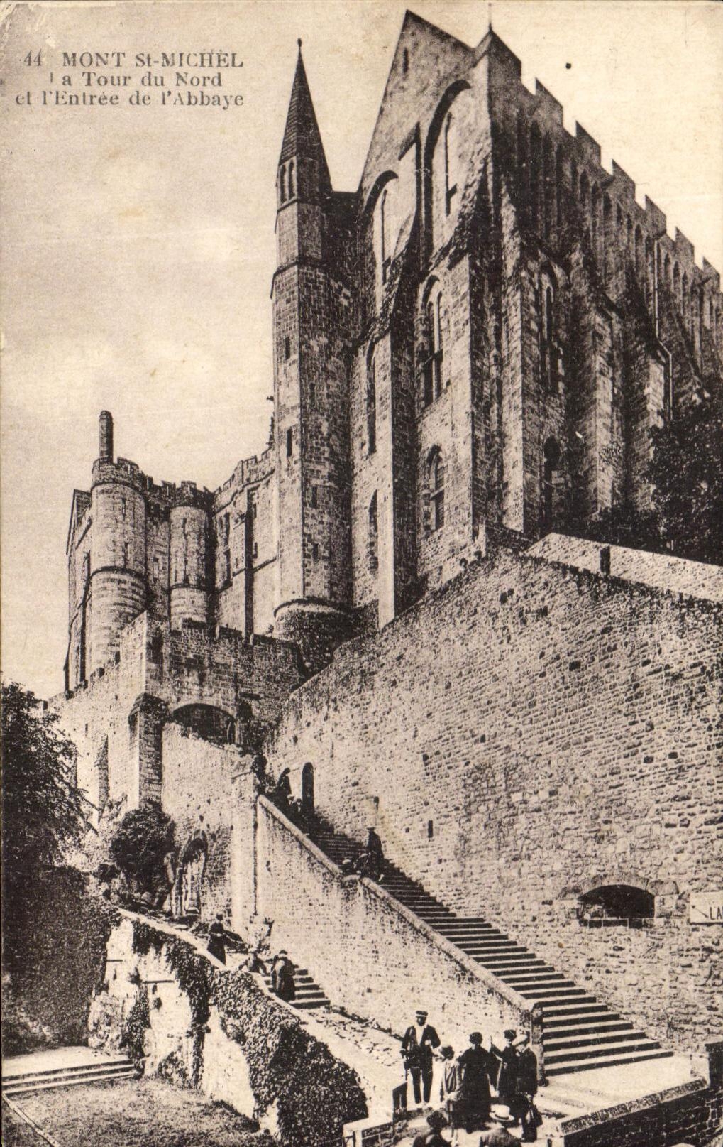 VINTAGE POSTCARD Mount St Michel the Tower of North and L Entered of L Abbey