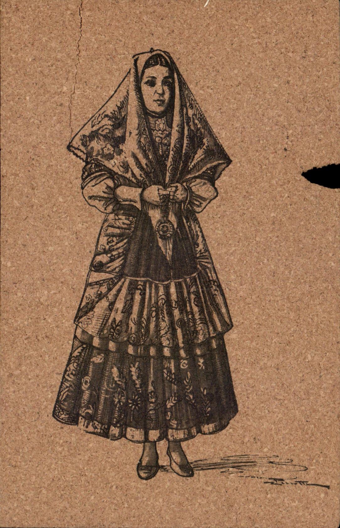 CPA Costume Sardo Sarde Folklore