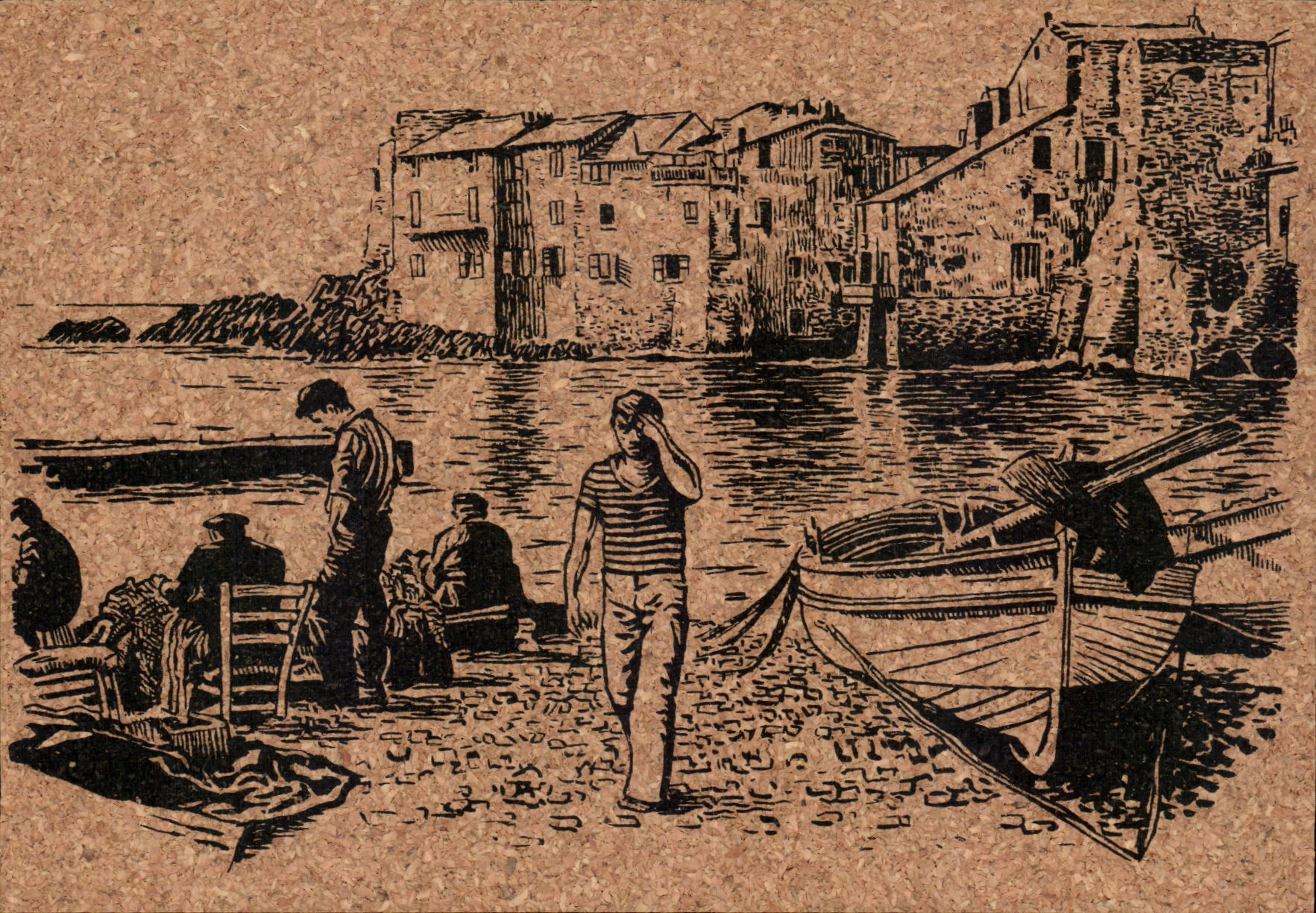 POSTAL Corcega de la VENDIMIA en el barco de Corcega de la marina de Corcega Corcega