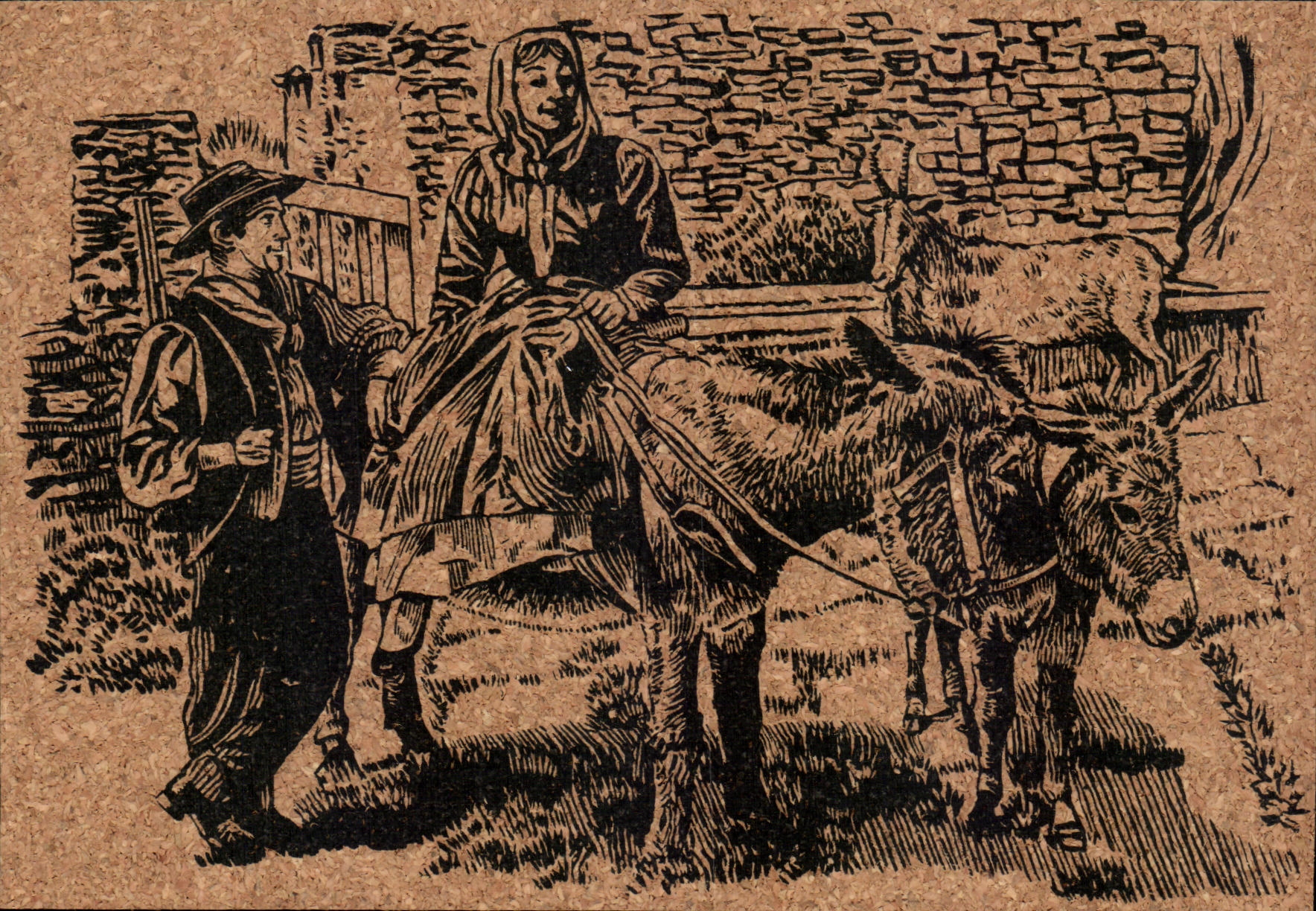 Asno del folklore de Corcega Corcega Causette Corcega de la POSTAL de la VENDIMIA