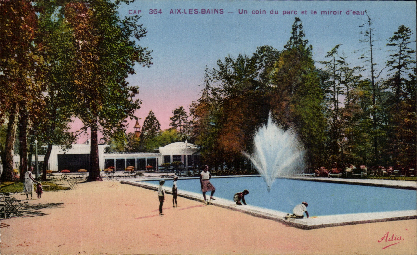 CPA Aix Les Bains Un Coin du Parc et Le Miroir d eau