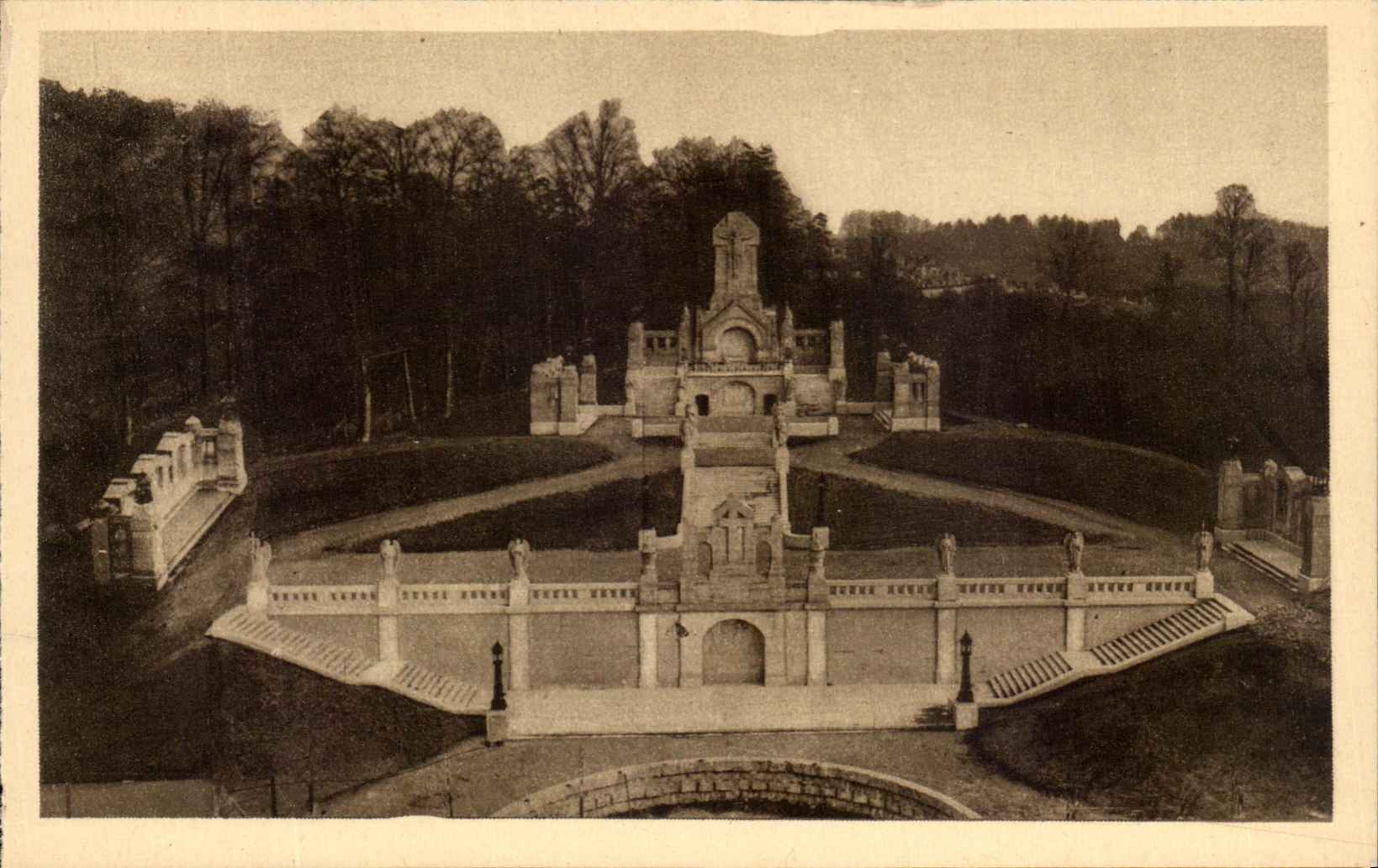 VINTAGE POSTCARD the Basilica of Lisieux the Way of Cross External View With the bottom the Cemetery