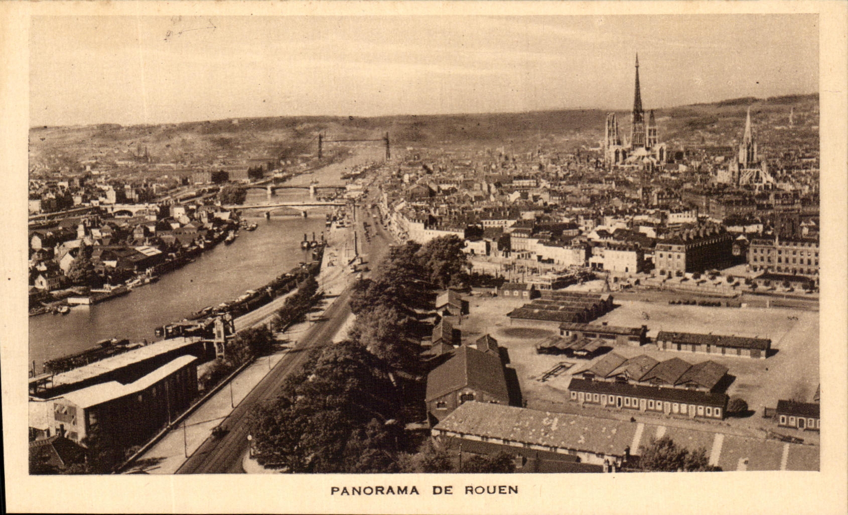 VINTAGE POSTCARD Panorama Of Rouen