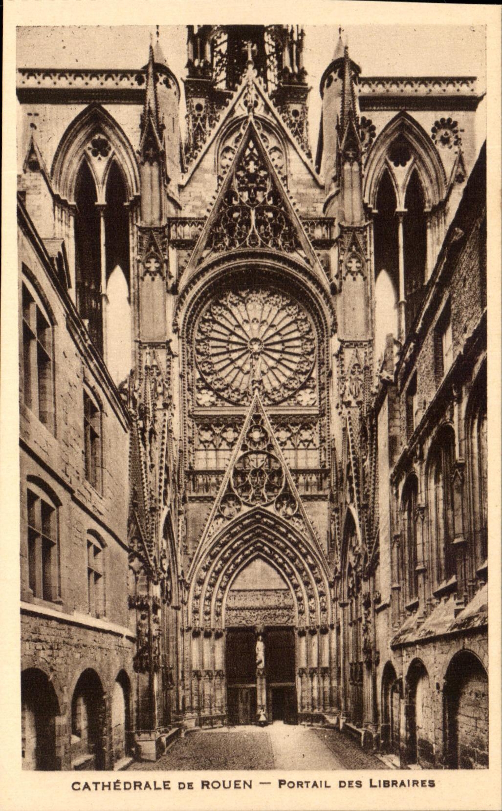 VINTAGE POSTCARD Cathedral Of Rouen Gate Of the Booksellers