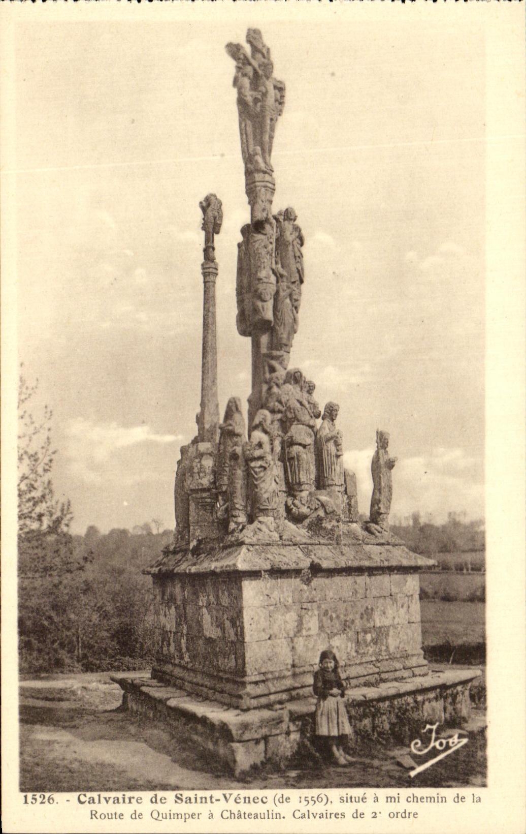 VINTAGE POSTCARD Calvaire of Sainte Venec locates has semi way of the Road of Quimper has Chateaulin Enfant