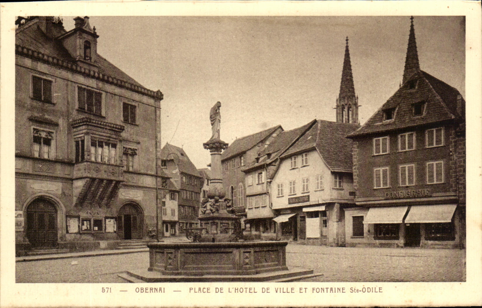 VINTAGE POSTCARD Obernai Places L Town hall And Fountain co  Odile