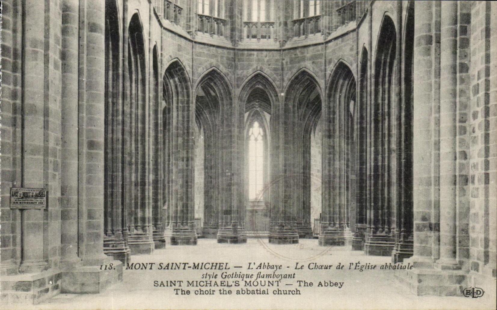 VINTAGE POSTCARD Mont Saint Michel L Abbey Chorus of L Church