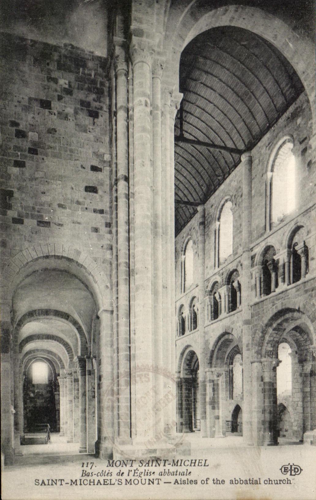 VINTAGE POSTCARD Mont Saint Michel Low Dimensions of L Abbey church