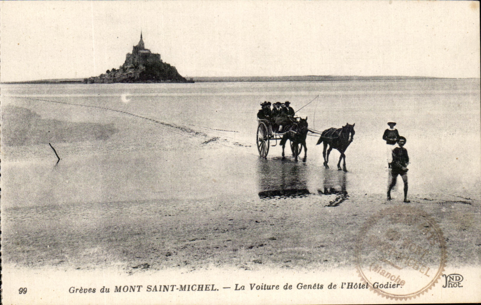 VINTAGE POSTCARD Mont Saint Michel the Car of Brooms of L Godier Hotel