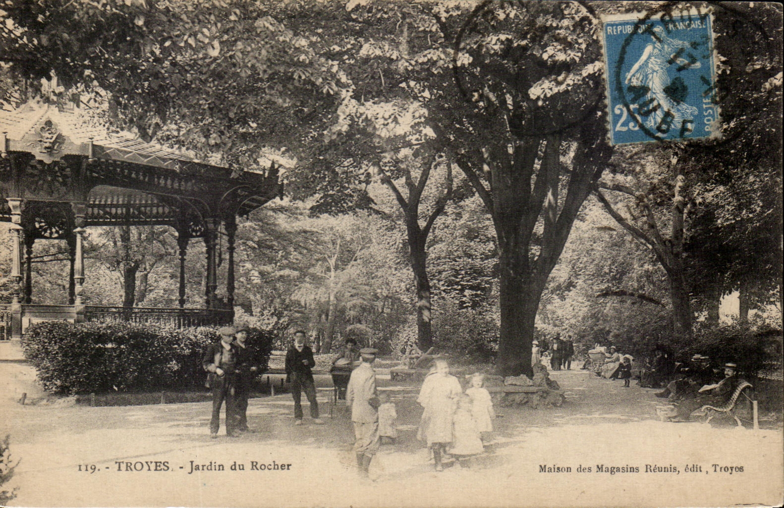 CPA Troyes Jardin Du Rocher Enfants Kiosque