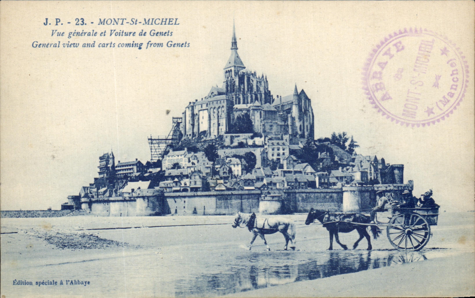 VINTAGE POSTCARD Mont Saint Michel View and Voilture de Genets