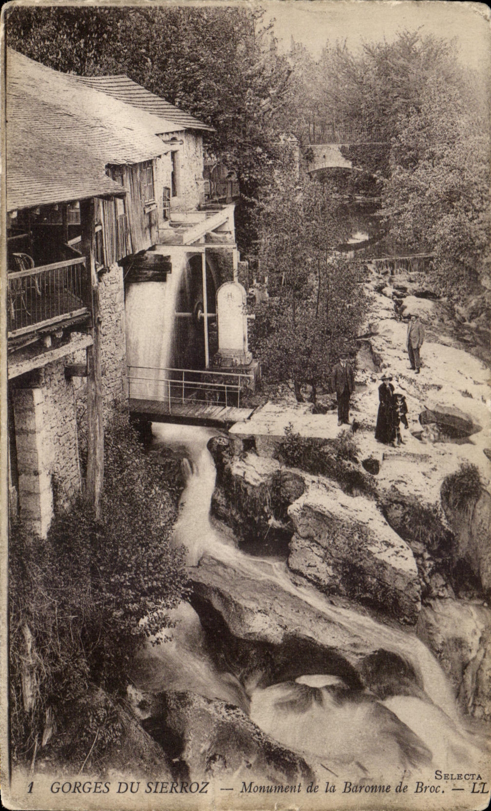 VINTAGE POSTCARD Falls Of Sierroz Monument of the Baroness of Pitcher