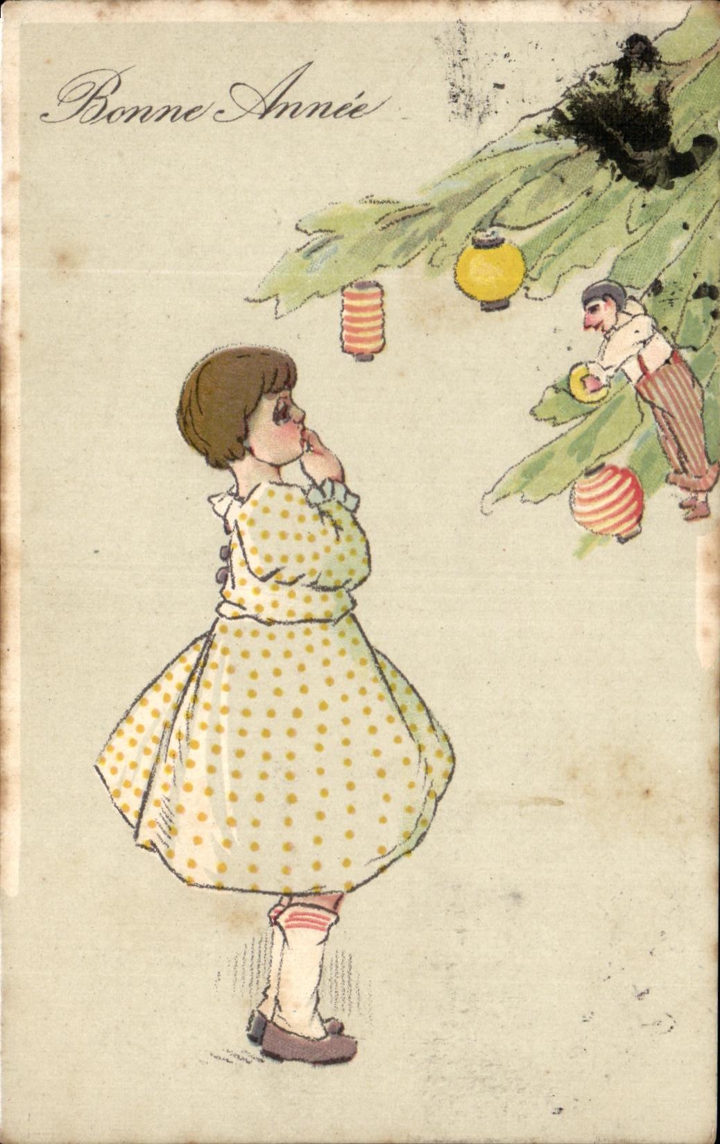 CPA Bonne Annee Enfant Noel 
