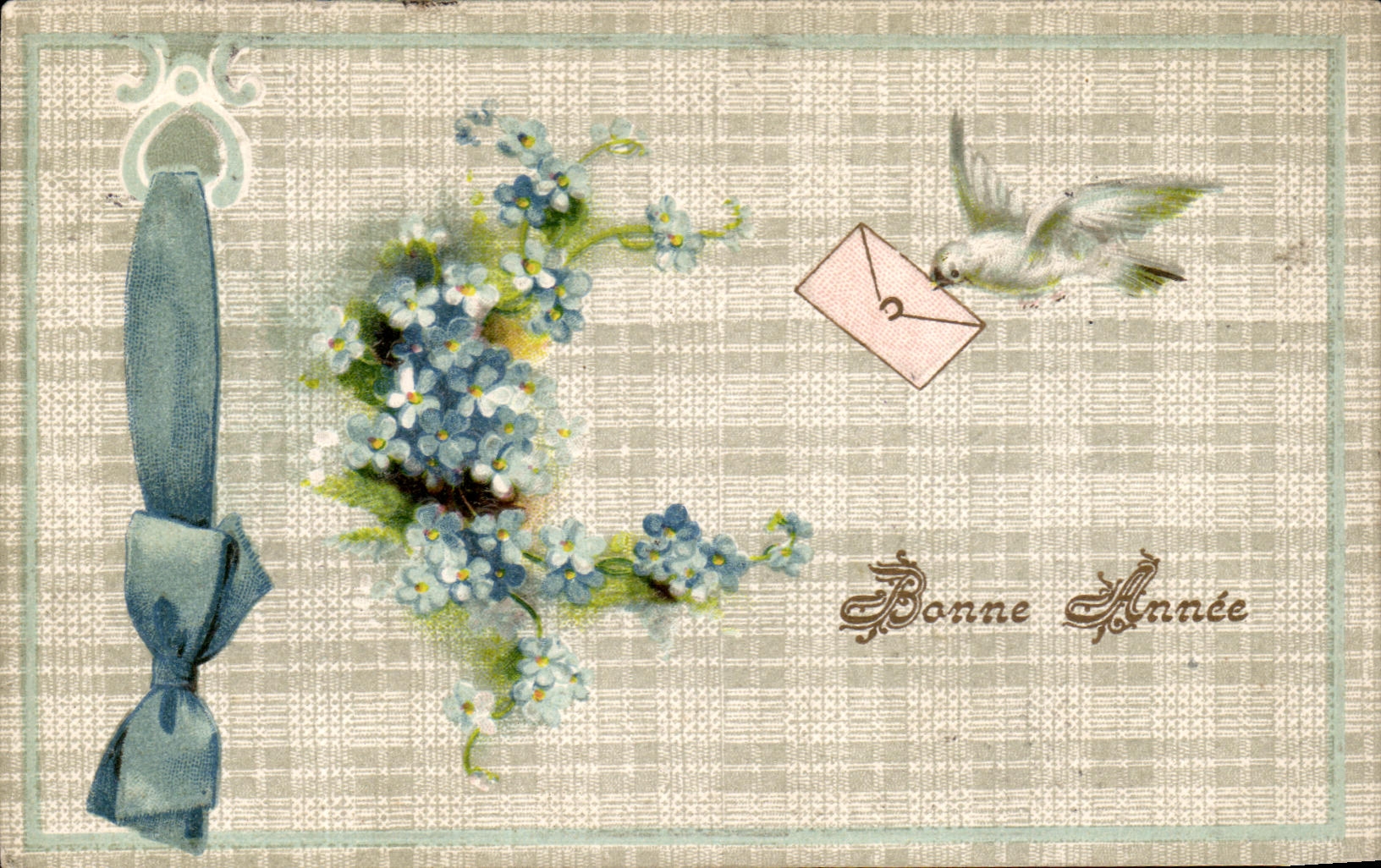 CPA Fantaisie Bonne Annee Colombe Fleurs 