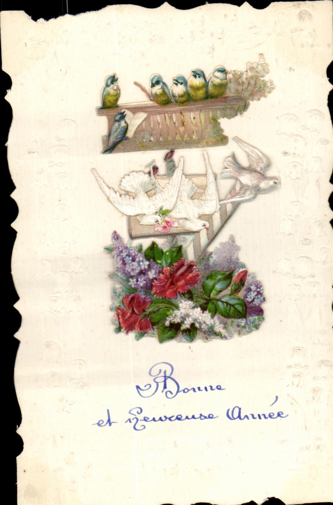 CPA Bonne Annee Colombe Oiseaux