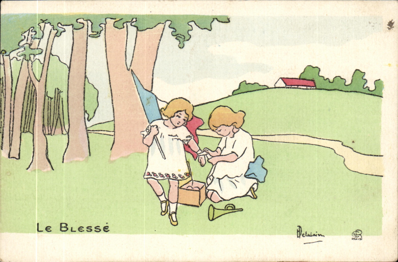 VINTAGE POSTCARD Wounds It Children Illustrator