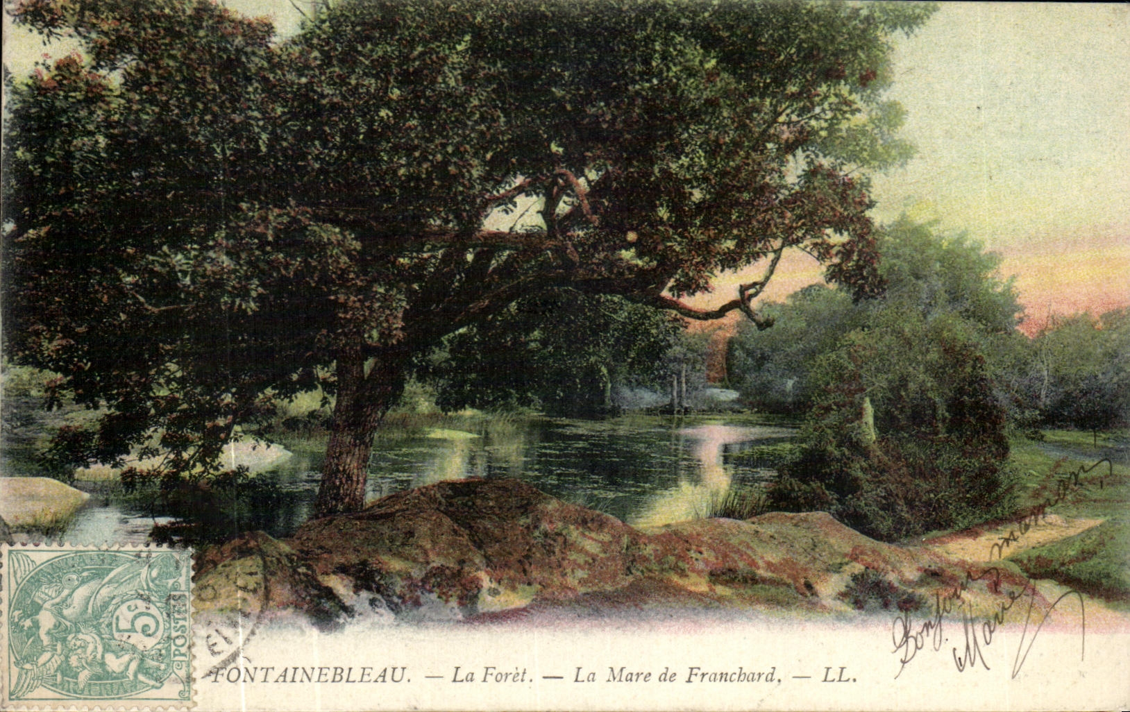 VINTAGE POSTCARD Palate Fontainebleau the Pond of Franchard