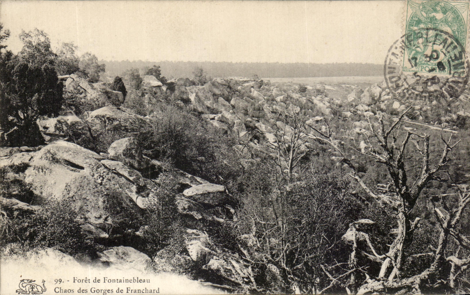VINTAGE POSTCARD Drill of Fontainebleau Chaos of the Falls of Franchard
