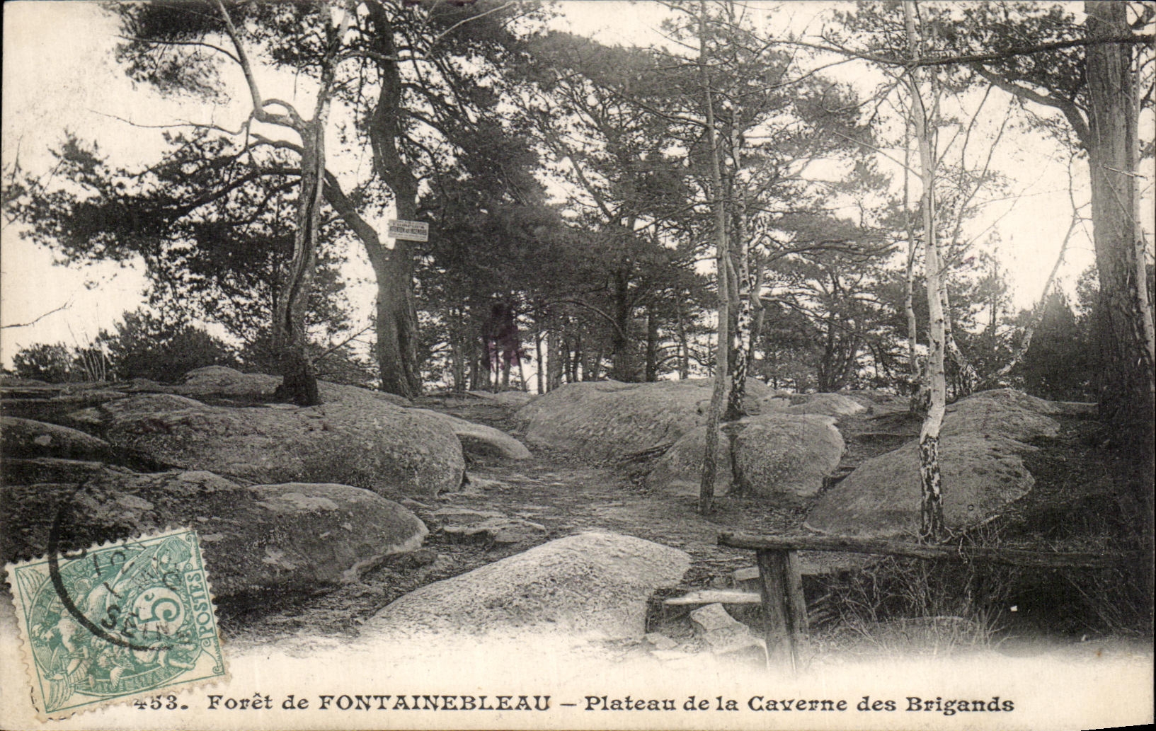 VINTAGE POSTCARD Drill of Fontainebleau Plate of the Cave of the Brigands