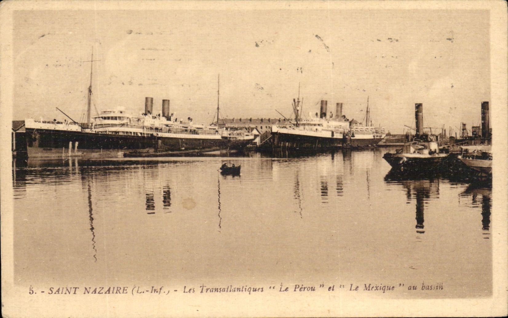 VINTAGE POSTCARD Saint Nazaire Deck chairs Peru Mexico Boat