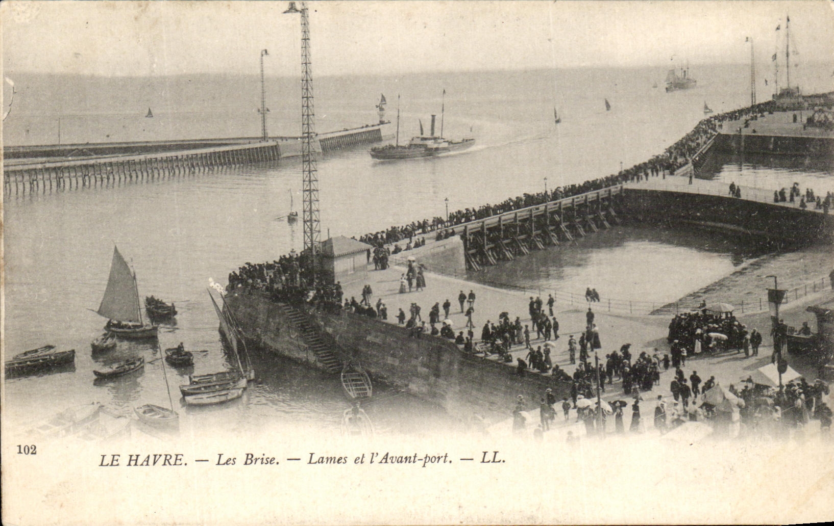 POSTAL Le Havre de la VENDIMIA las laminas de la brisa y el L antes de los barcos portuarios