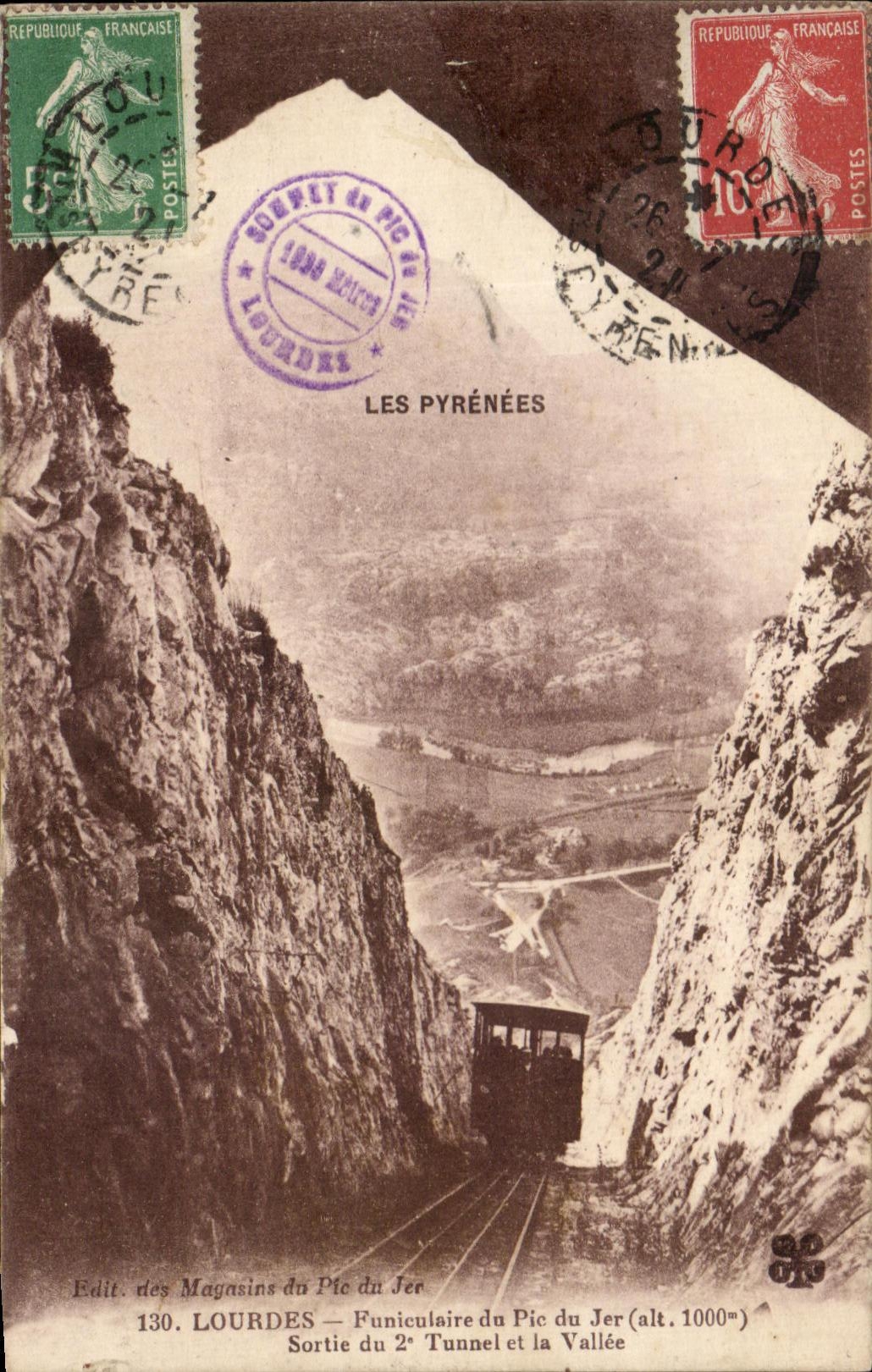 VINTAGE POSTCARD Heavy Funicular of the Peak of Jer Left the 2nd tunnel and the valley